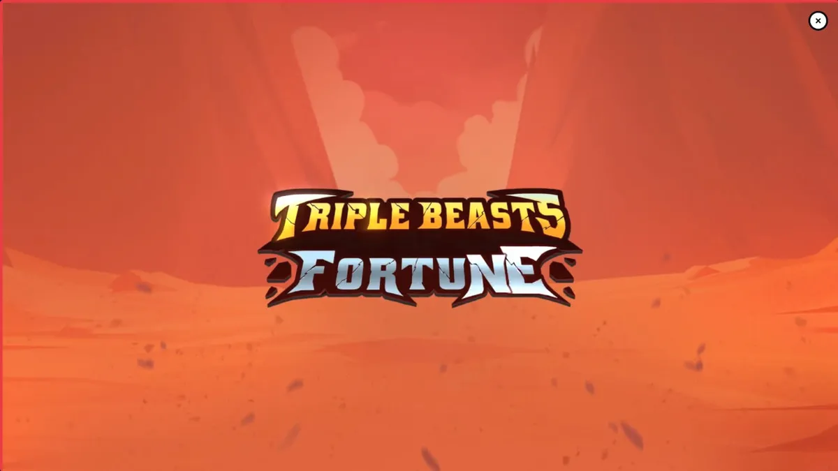 Tampilan visual slot Triple Beasts of Fortune dengan latar belakang ngarai prasejarah.
